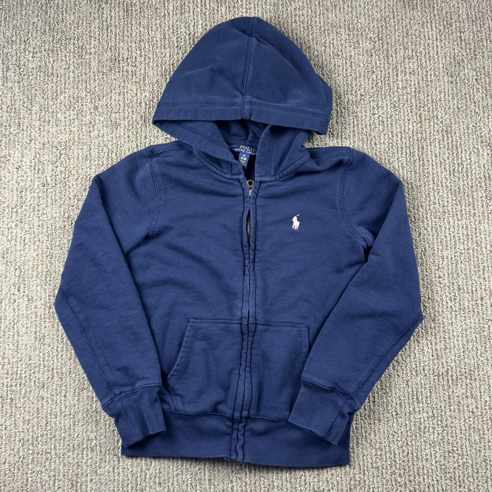 Polo Ralph Lauren Youth M 8-10 Full Zip Hoodie Sweatshirt Blue Pink Pony